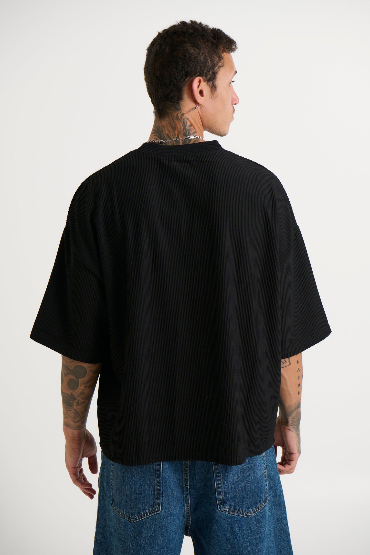 Crop Box Tee Ribbed Black - FINAL SALE
