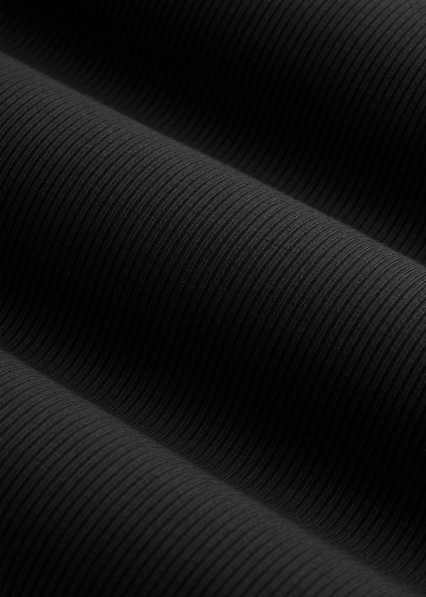 Ribbed Knit Long Sleeve Polo for Tall Women in Deep Black