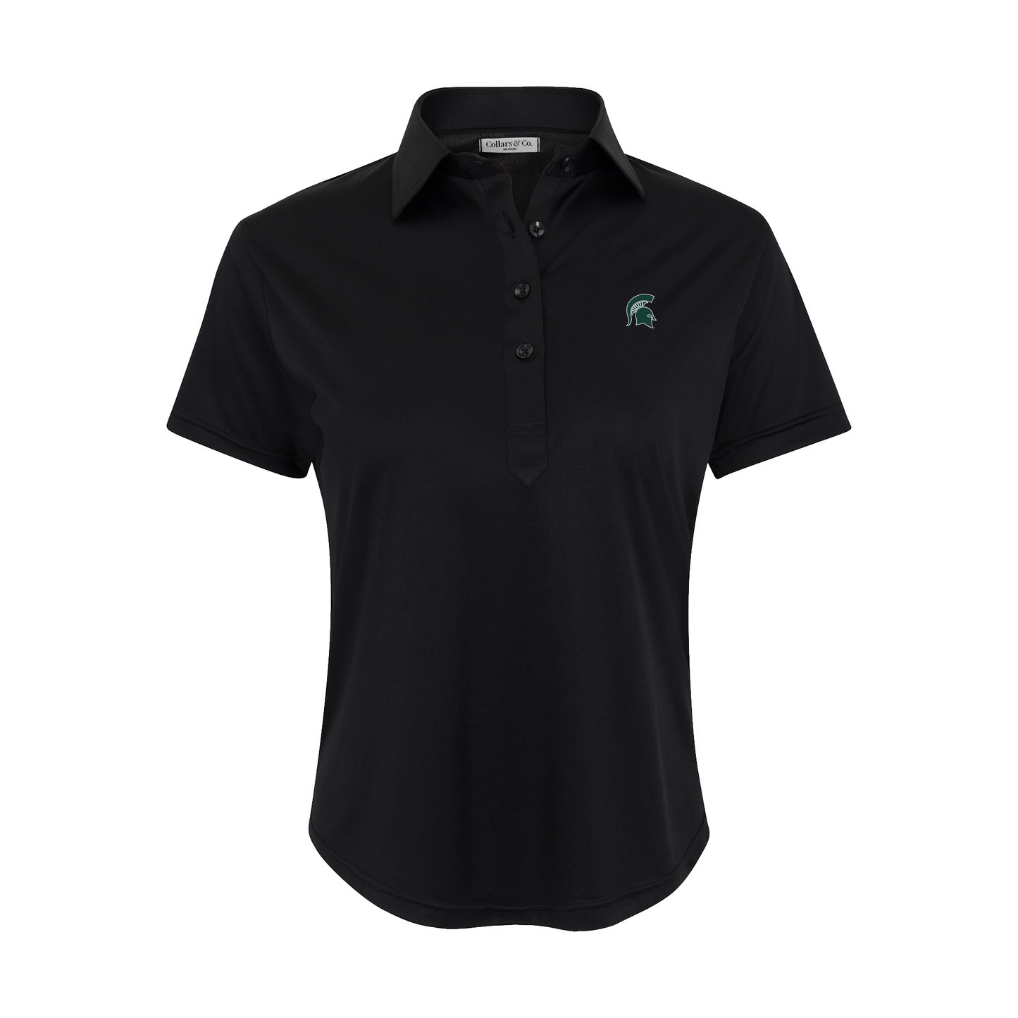 Michigan State Women's Cap Sleeve Semi Spread Polo Black