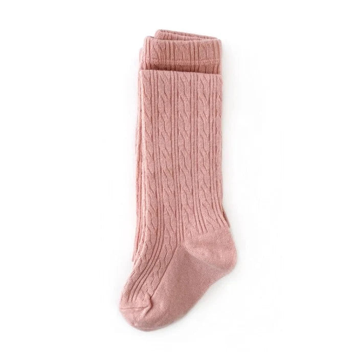 Blush Cable Knit Tights | Little Stocking Co