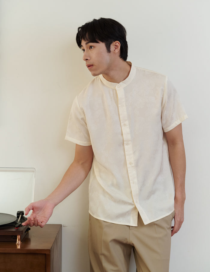 Jasper Jacquard Men's Shirt in Ivory