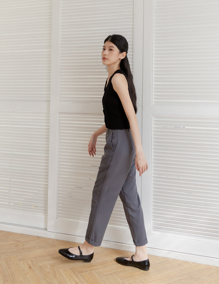 Jesse Linen Tapered Pants in Grey