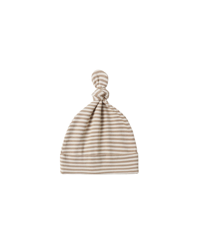 knotted baby hat ll almond stripe