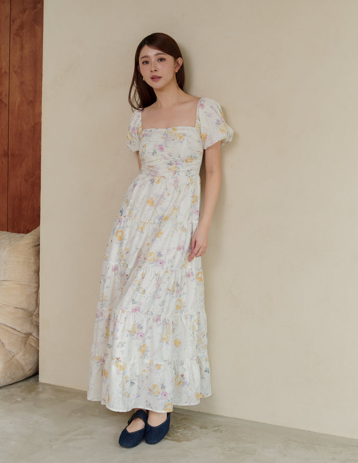 Lynette Padded Maxi Dress in Flutter Bloom