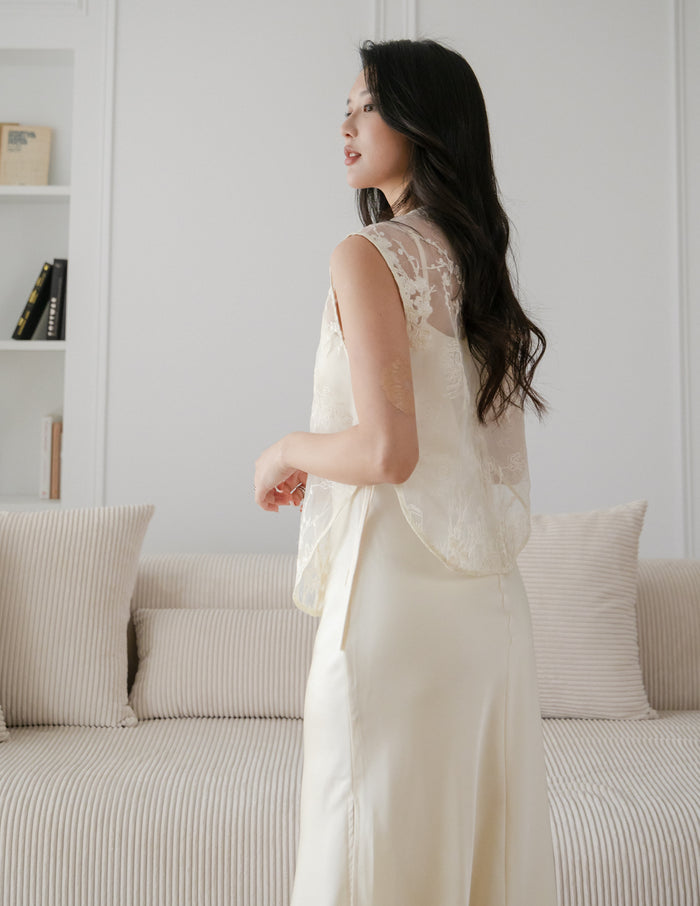 Maggie 2-Piece Oriental Maxi Dress in Ivory