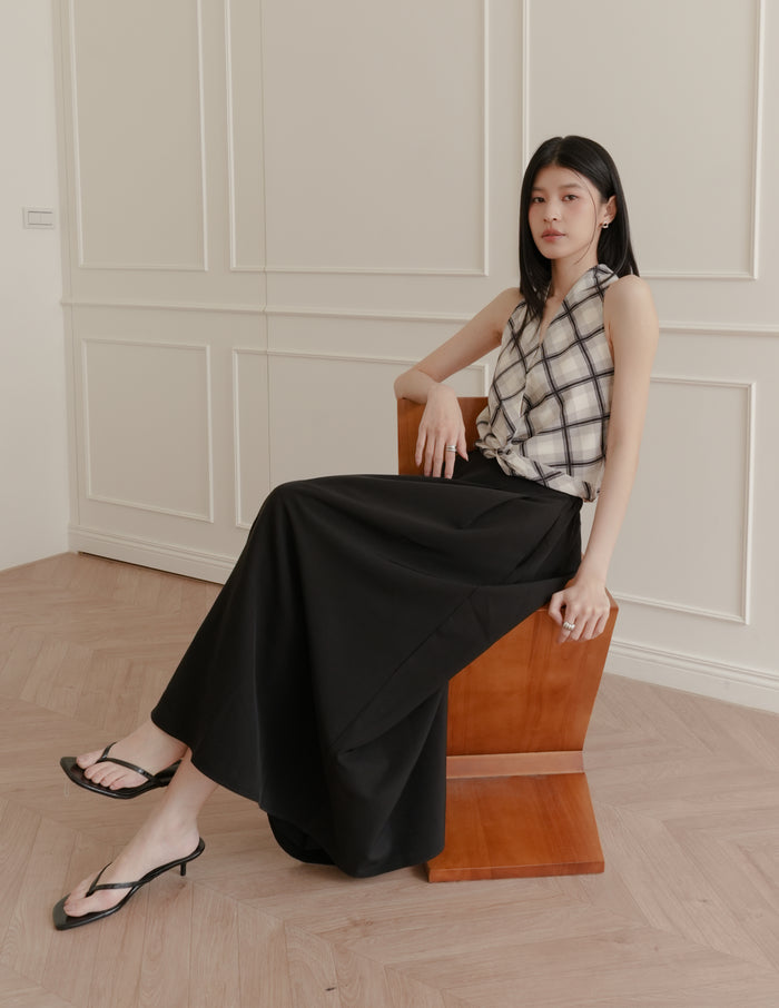 Natalia Halter Surplice Top in Plaid