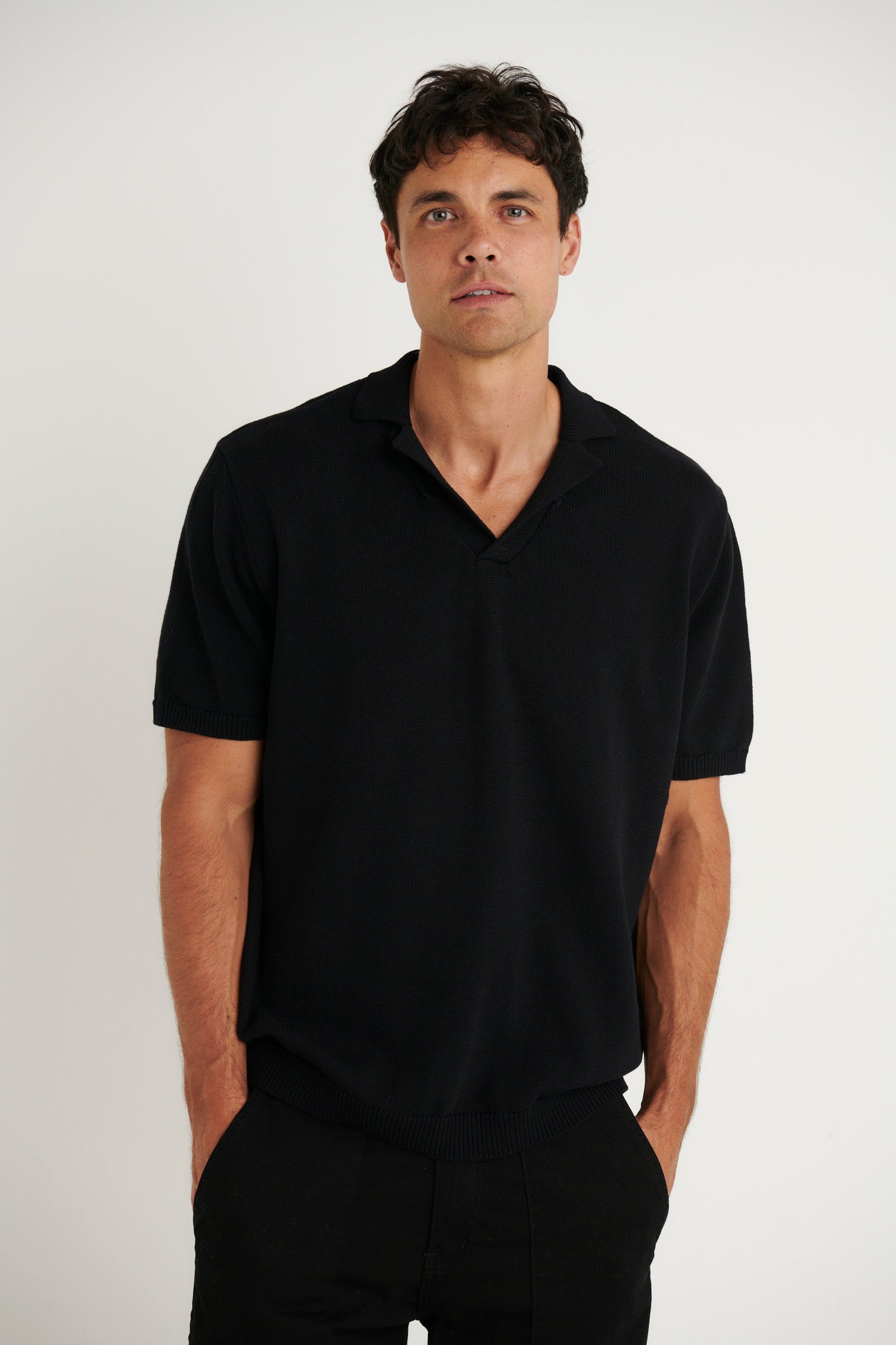Brody Knit Polo Black