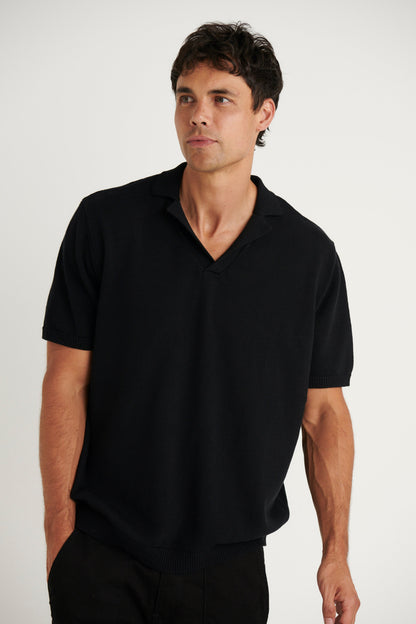Brody Knit Polo Black