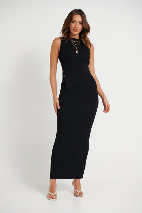 Bella Ribbed Top Black