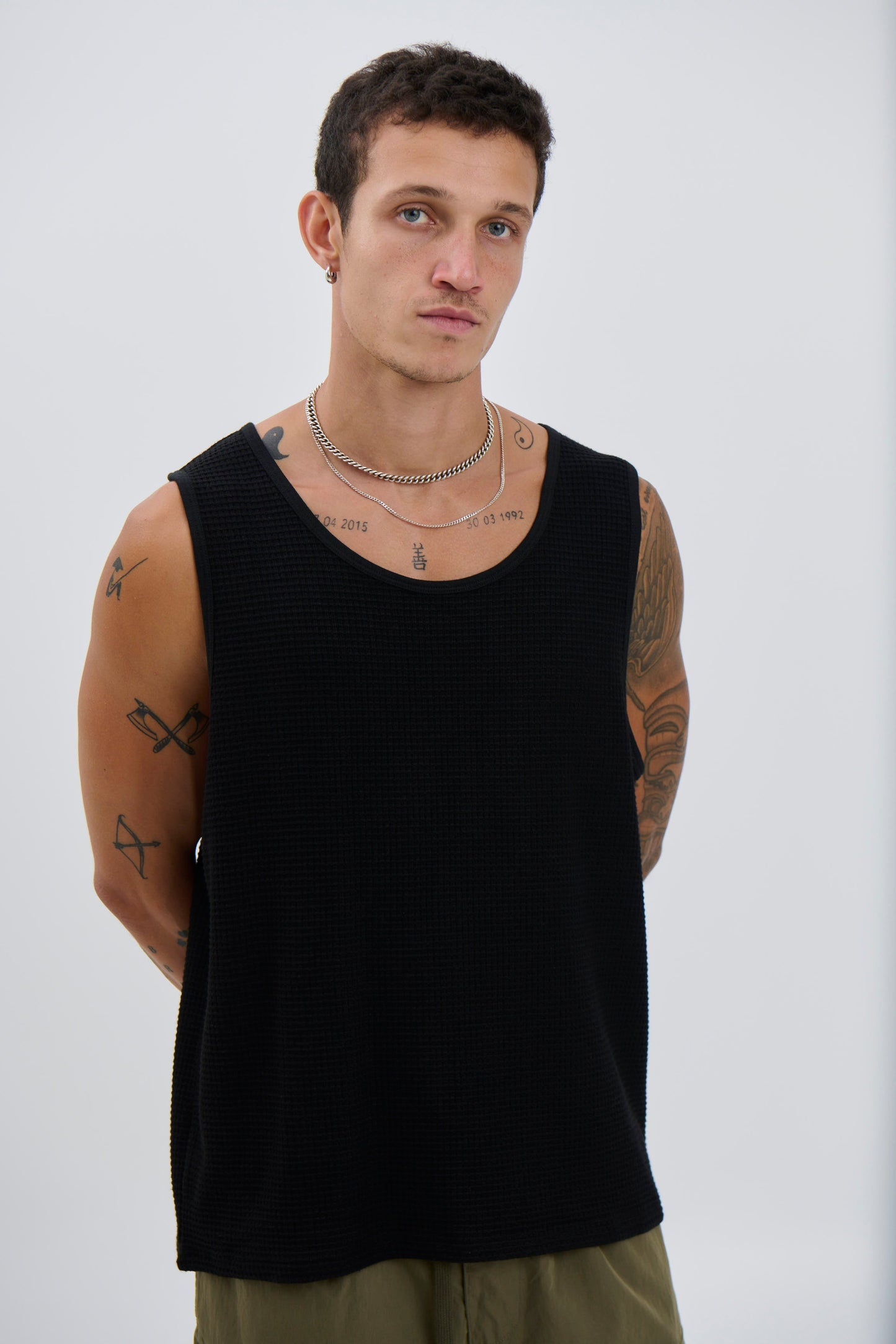 Joe Waffle Tank Black - FINAL SALE