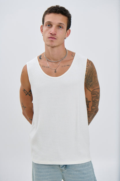 Joe Waffle Tank White - FINAL SALE