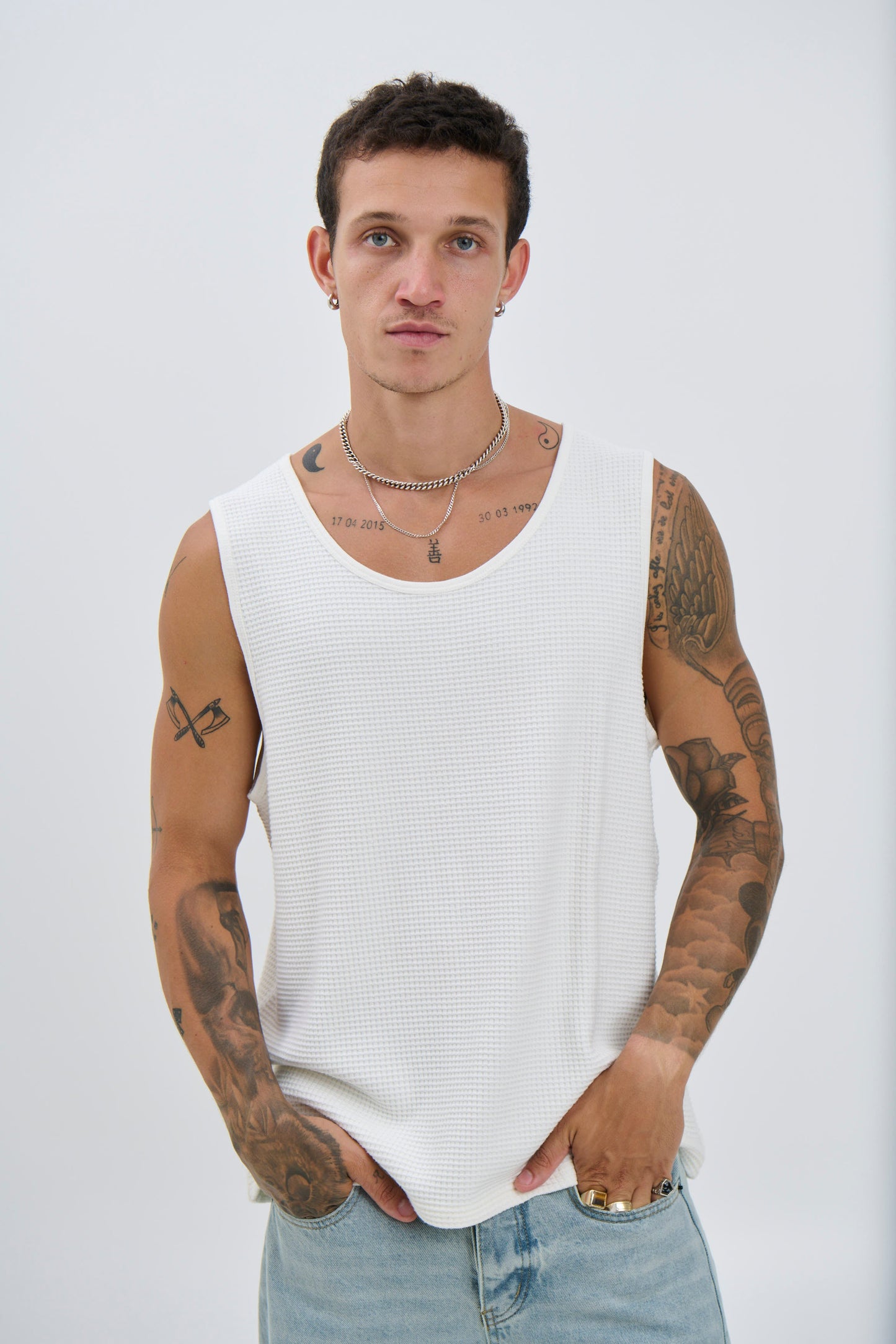 Joe Waffle Tank White - FINAL SALE