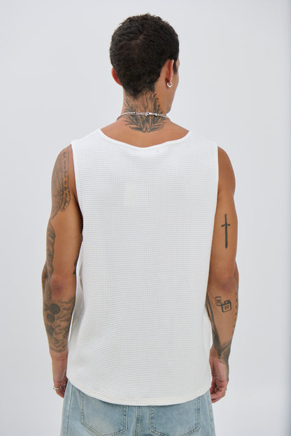 Joe Waffle Tank White - FINAL SALE