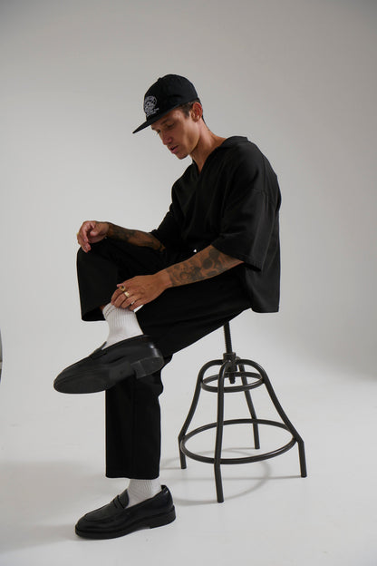 Jersey Crop Polo Black