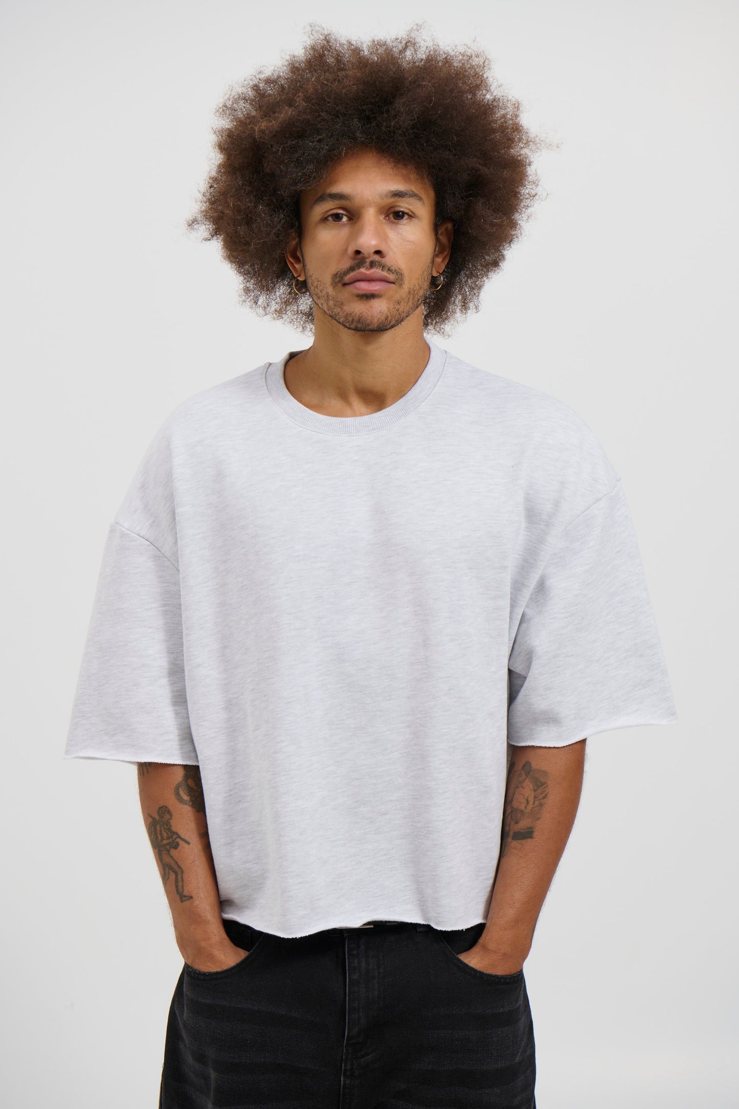 Crop Box Fleece Tee Heather Grey - FINAL SALE