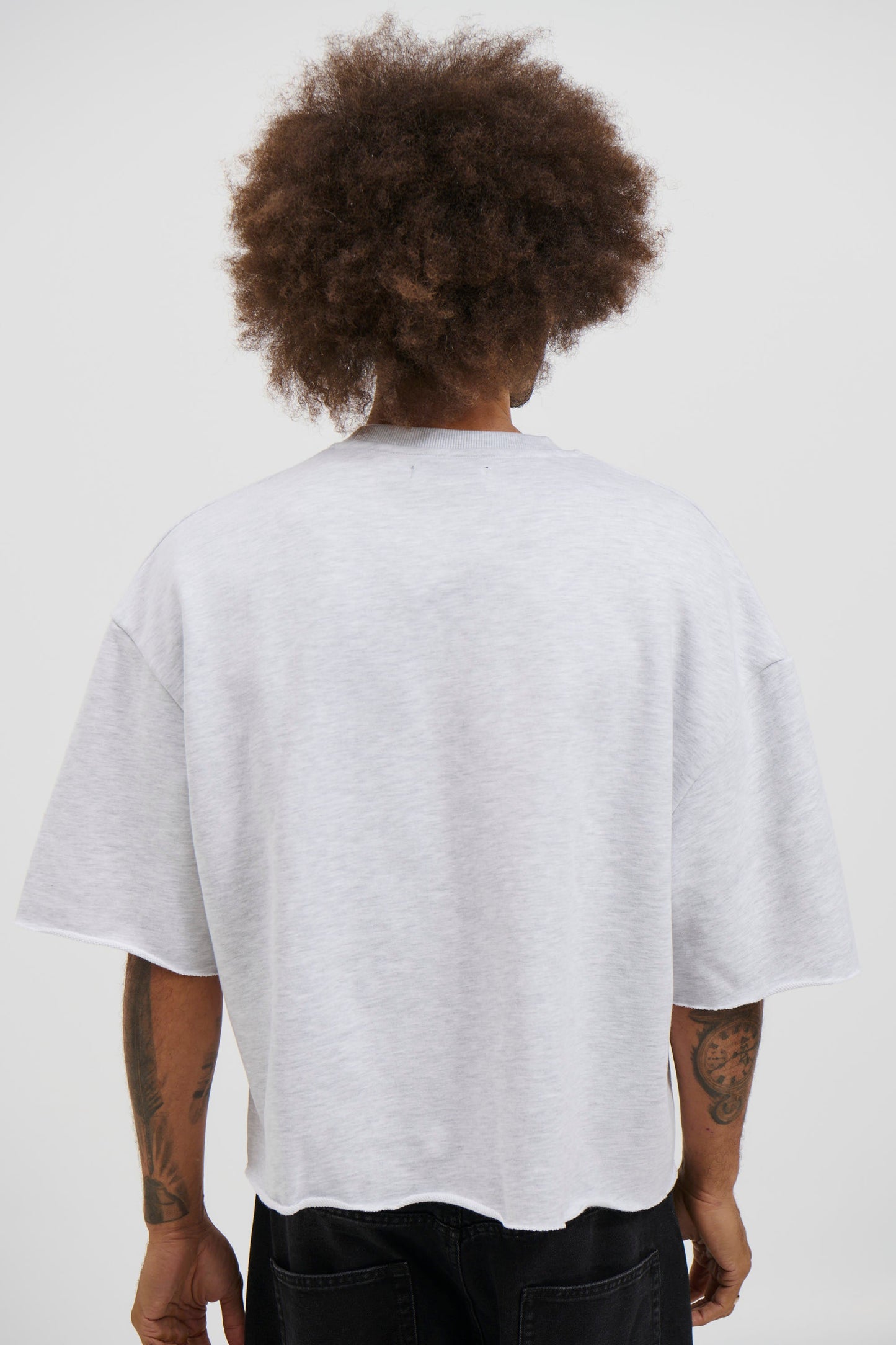 Crop Box Fleece Tee Heather Grey - FINAL SALE