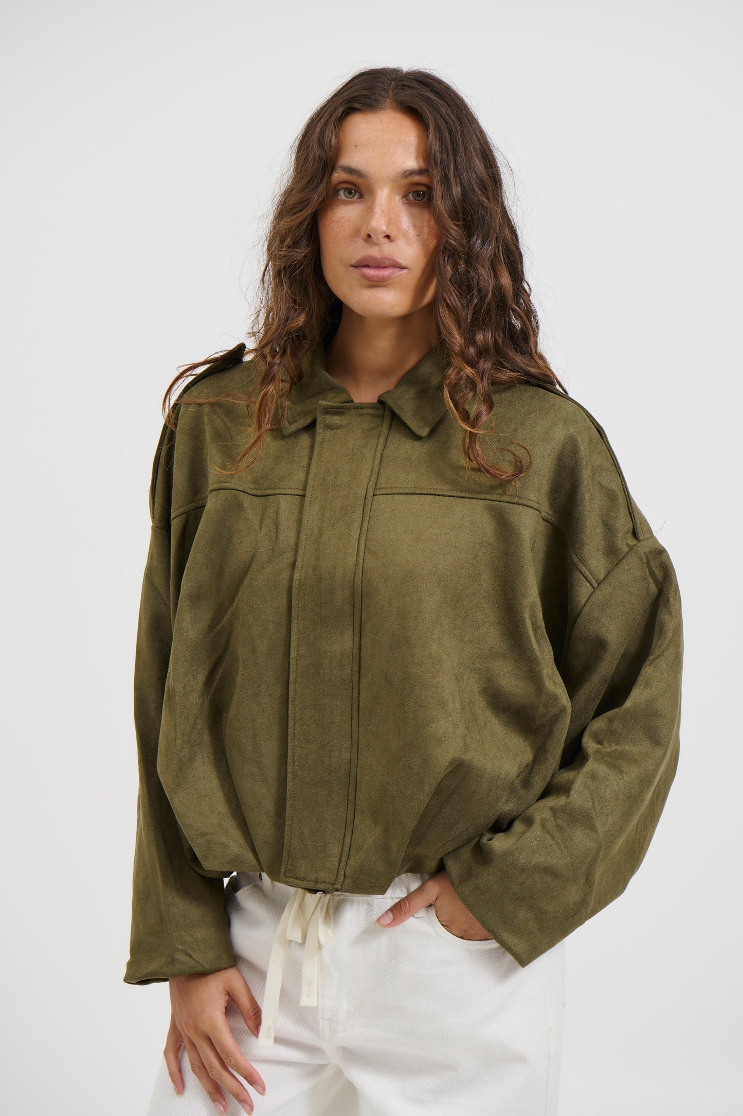 Harmony Suede Jacket Khaki - FINAL SALE