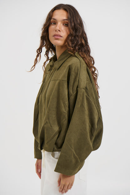 Harmony Suede Jacket Khaki - FINAL SALE