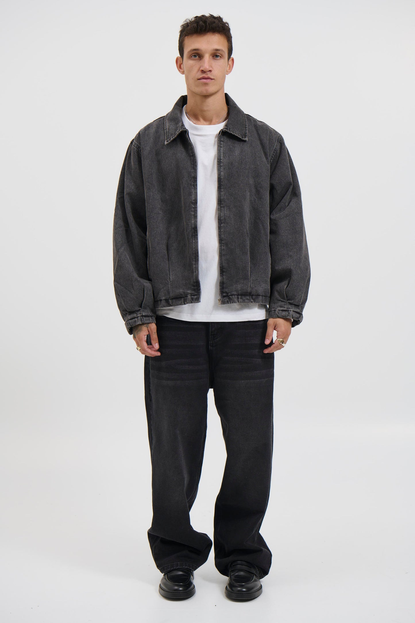 Denim Drop Shoulder Washed Black