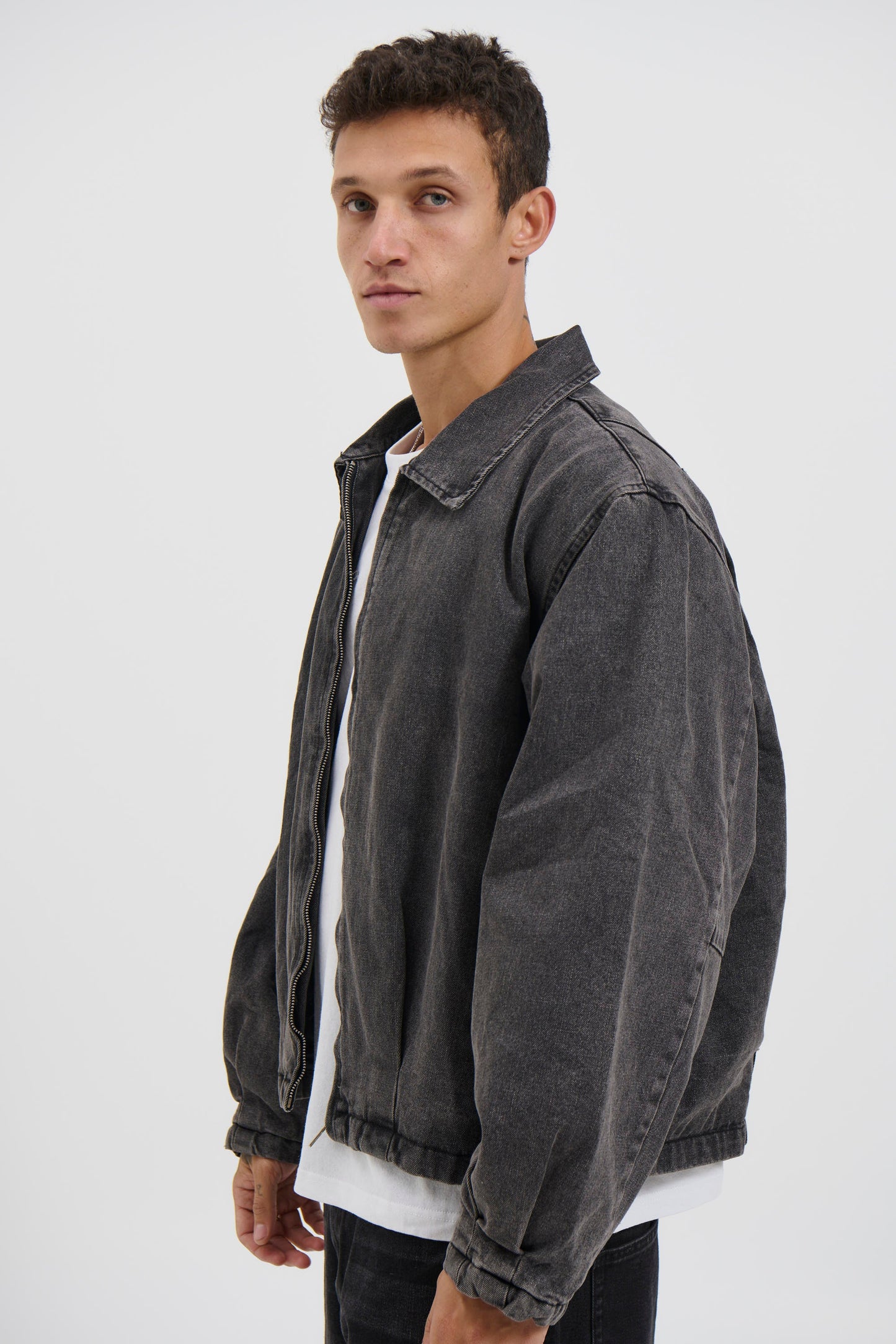 Denim Drop Shoulder Washed Black