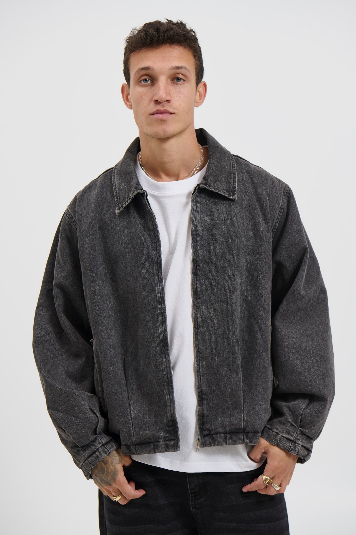 Denim Drop Shoulder Washed Black