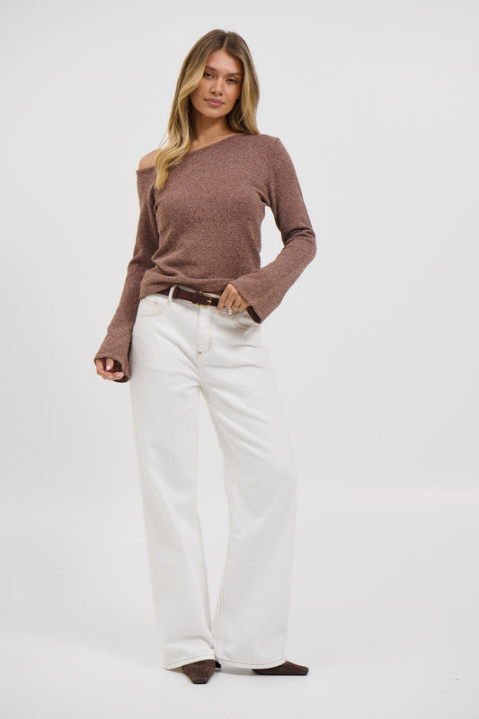 Hannah Long Sleeve Top Hazelnut - FINAL SALE