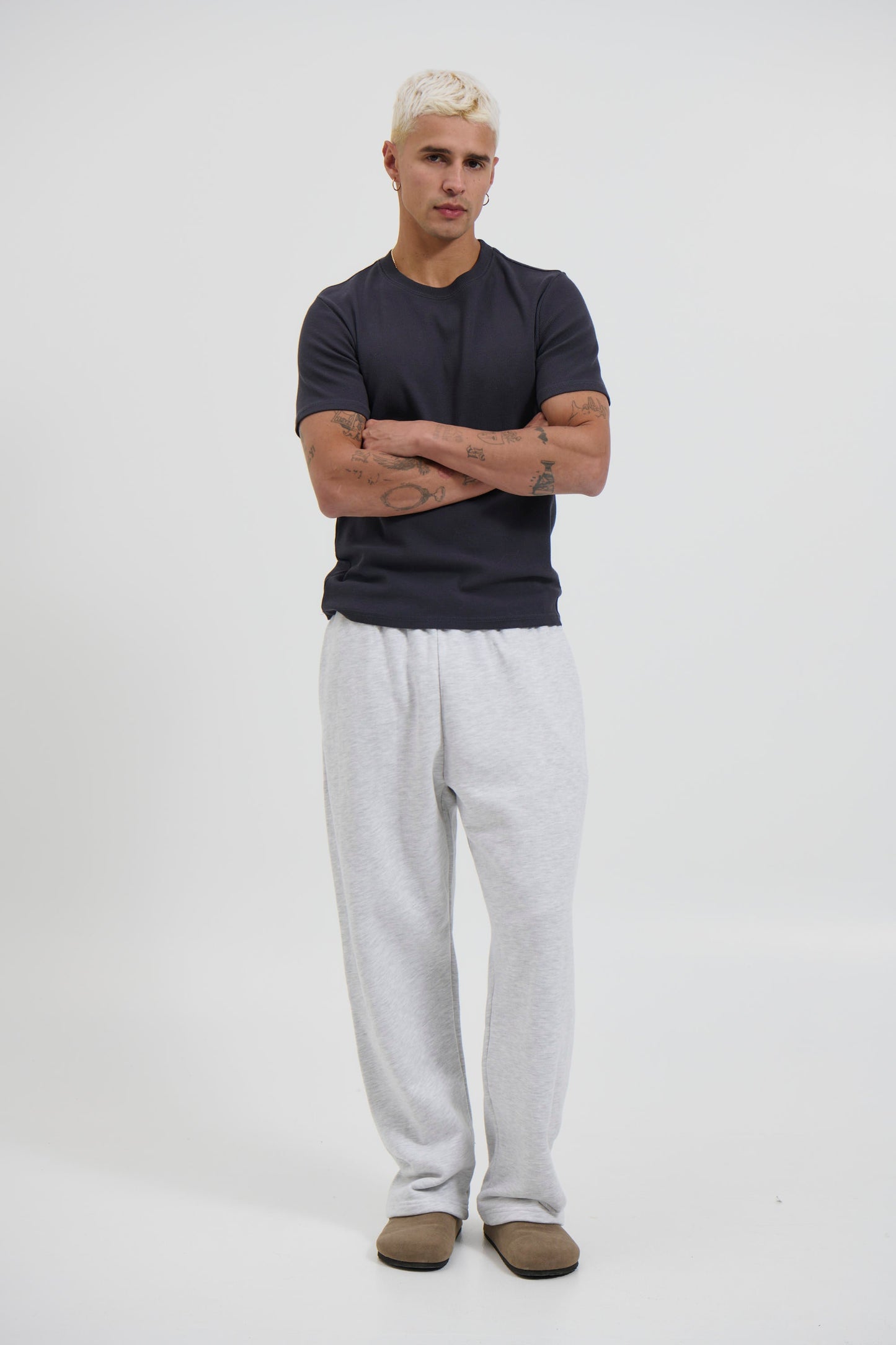 Fitted Ribbed Tee Charcoal
