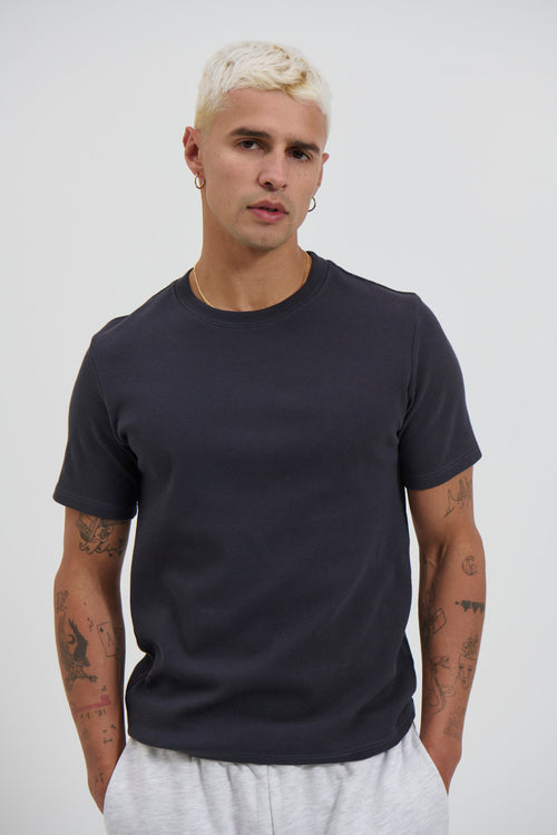 Fitted Ribbed Tee Charcoal