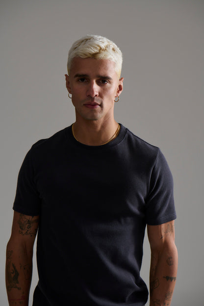 Fitted Ribbed Tee Charcoal