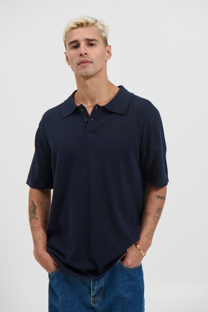 Archie Fitted Polo Navy - FINAL SALE