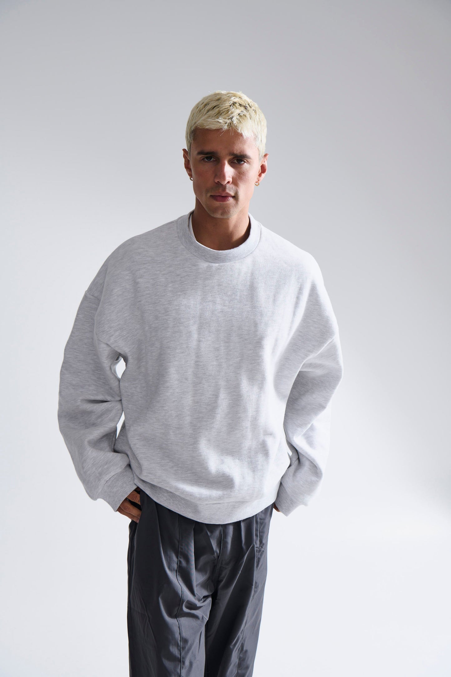 Francis Drop Sleeve Sweater Grey Marle