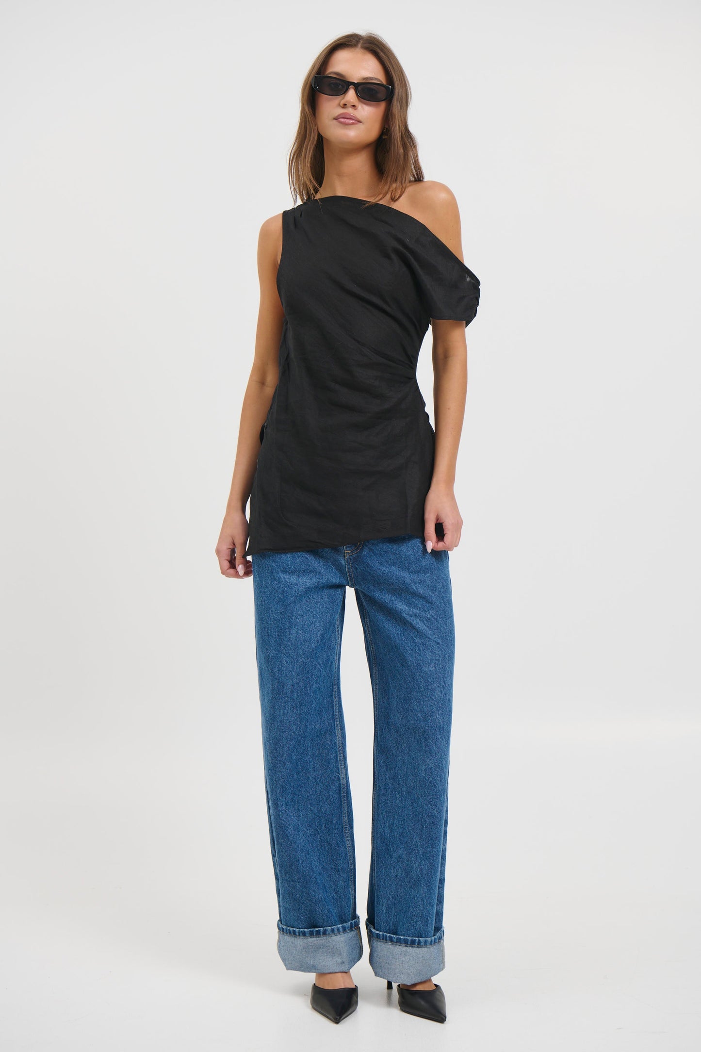 Lucy Linen Top Black - FINAL SALE