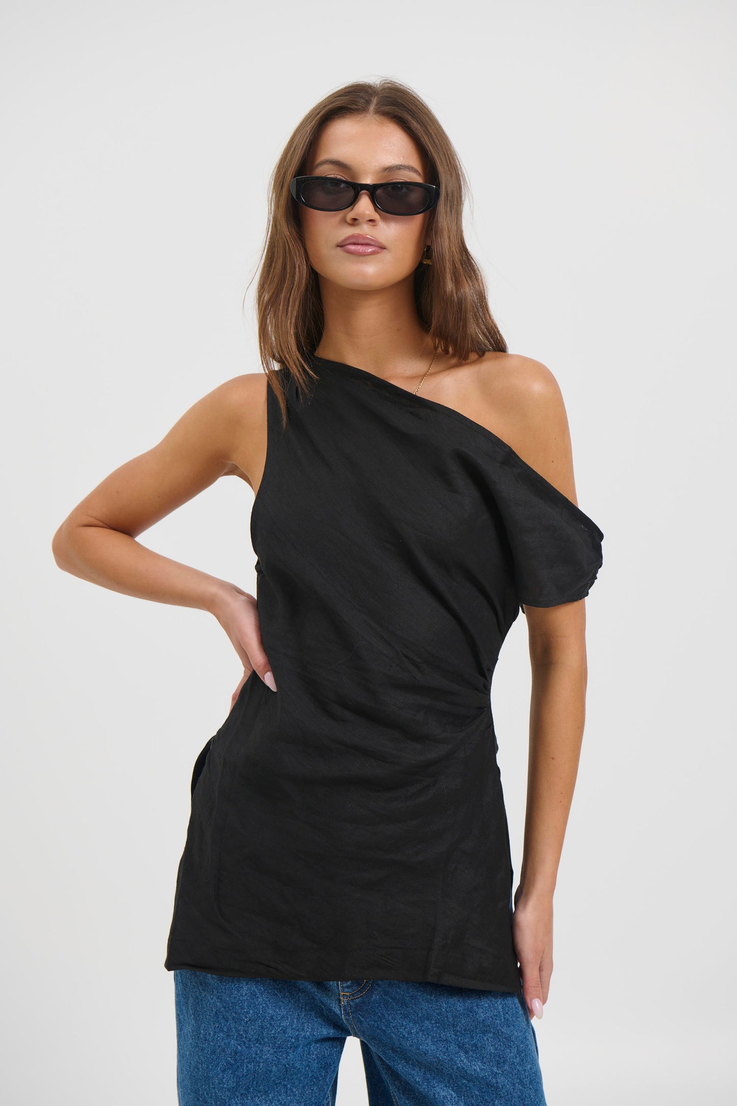 Lucy Linen Top Black - FINAL SALE
