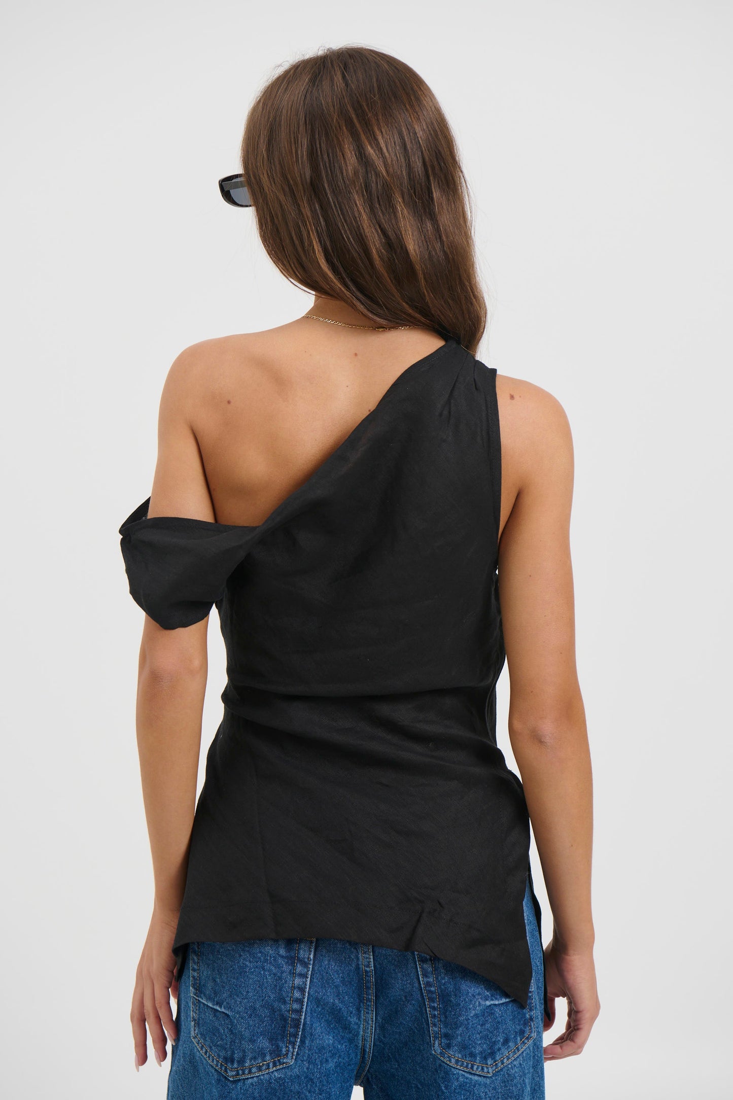 Lucy Linen Top Black - FINAL SALE