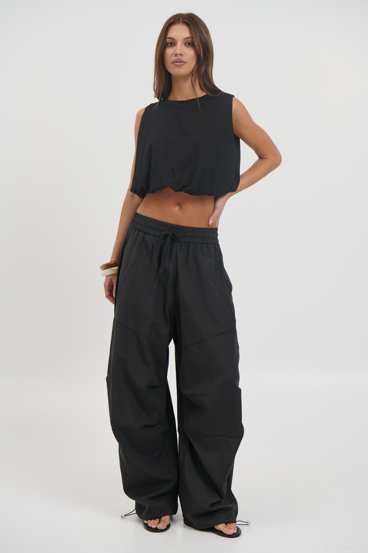 Emily Bubble Hem Top Black