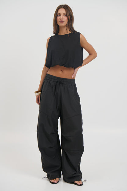 Emily Bubble Hem Top Black
