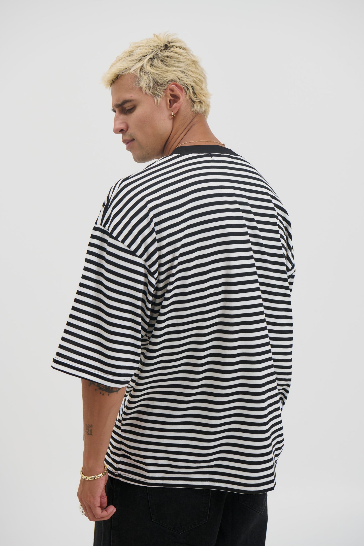 Lesley Stripe Crew Tee Black - FINAL SALE