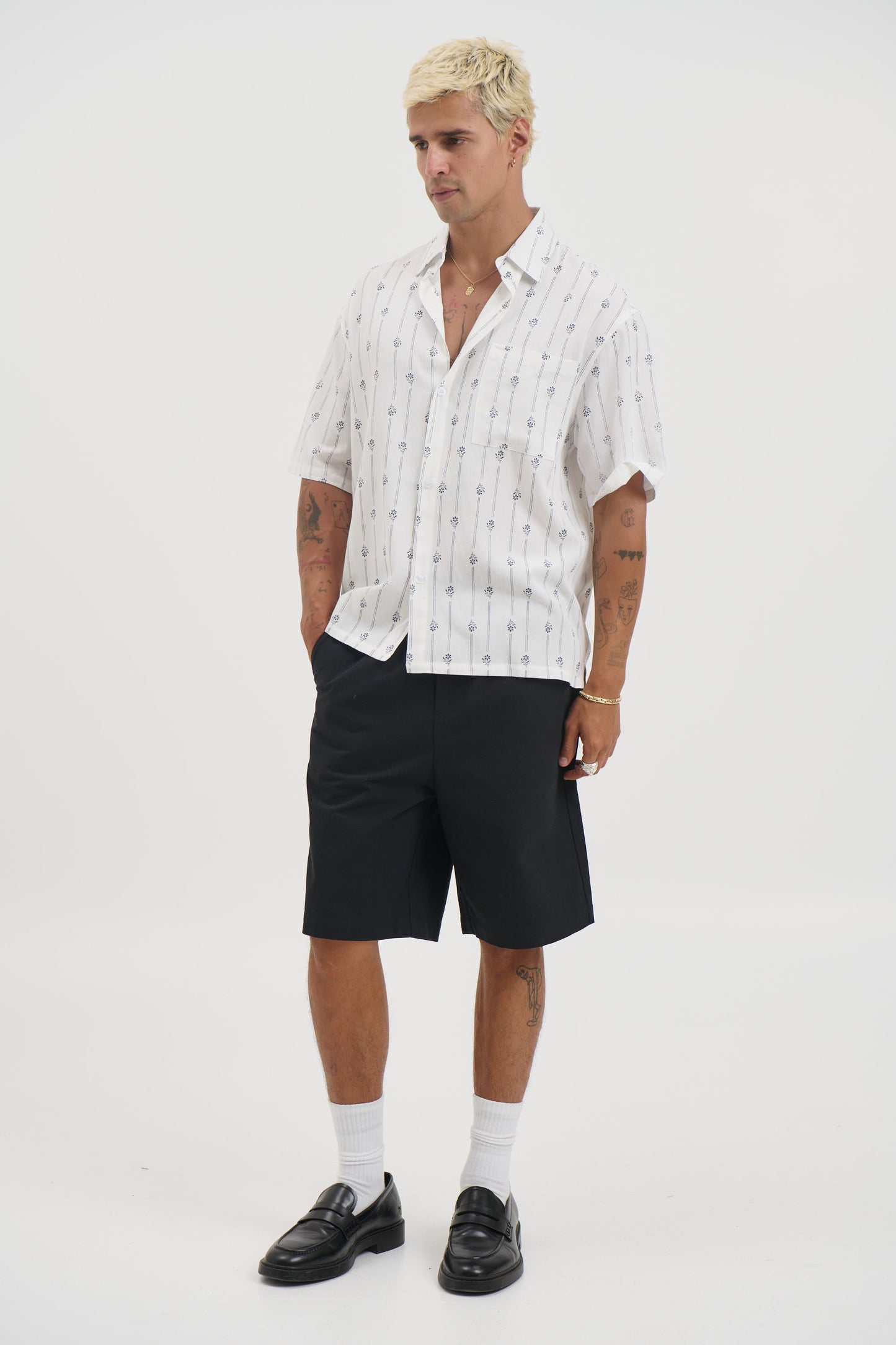 Jayden Stripe Floral Shirt White - FINAL SALE