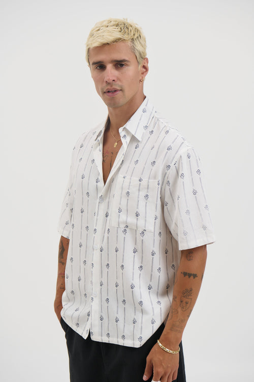 Jayden Stripe Floral Shirt White - FINAL SALE