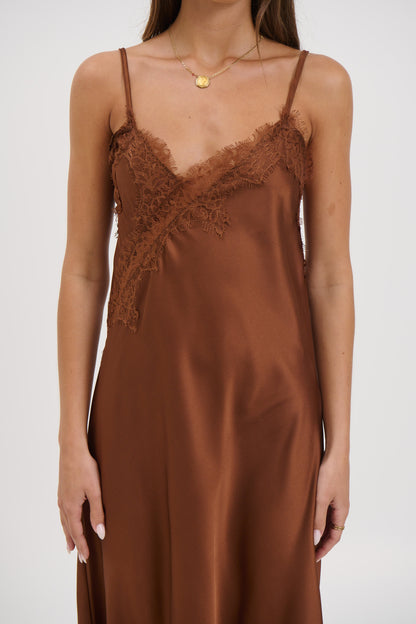 Blair Lace Midi Dress Chocolate - FINAL SALE