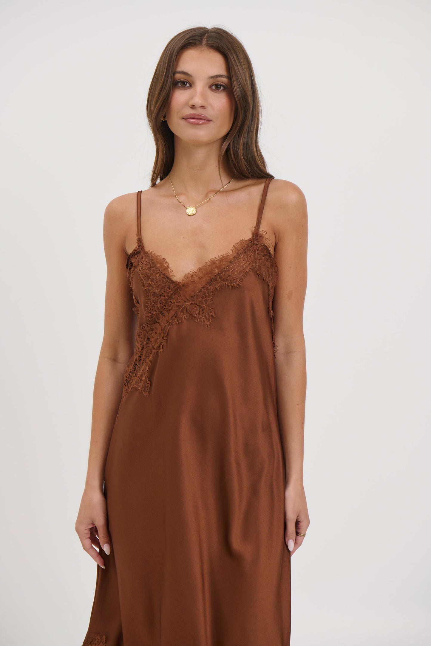 Blair Lace Midi Dress Chocolate - FINAL SALE