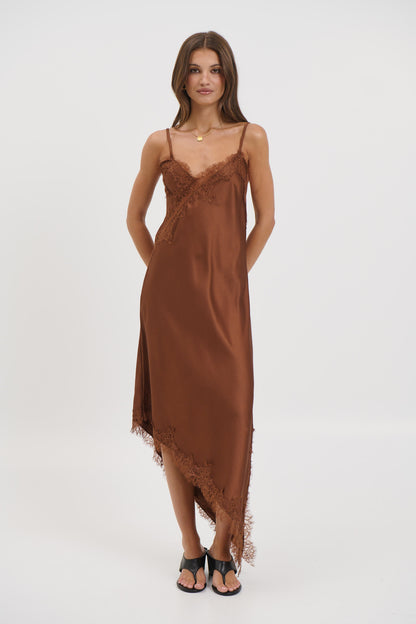 Blair Lace Midi Dress Chocolate - FINAL SALE