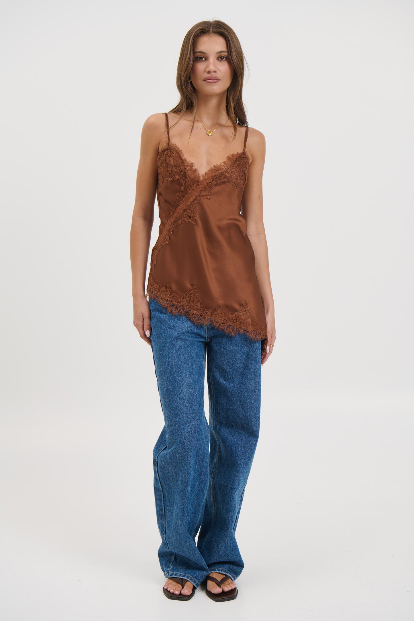 Chrishell Lace Cami Chocolate
