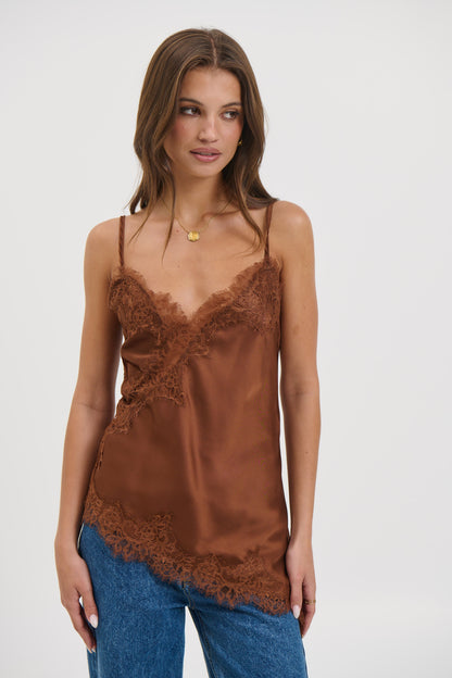 Chrishell Lace Cami Chocolate