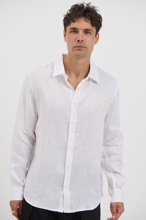 Luca Linen Shirt White - FINAL SALE