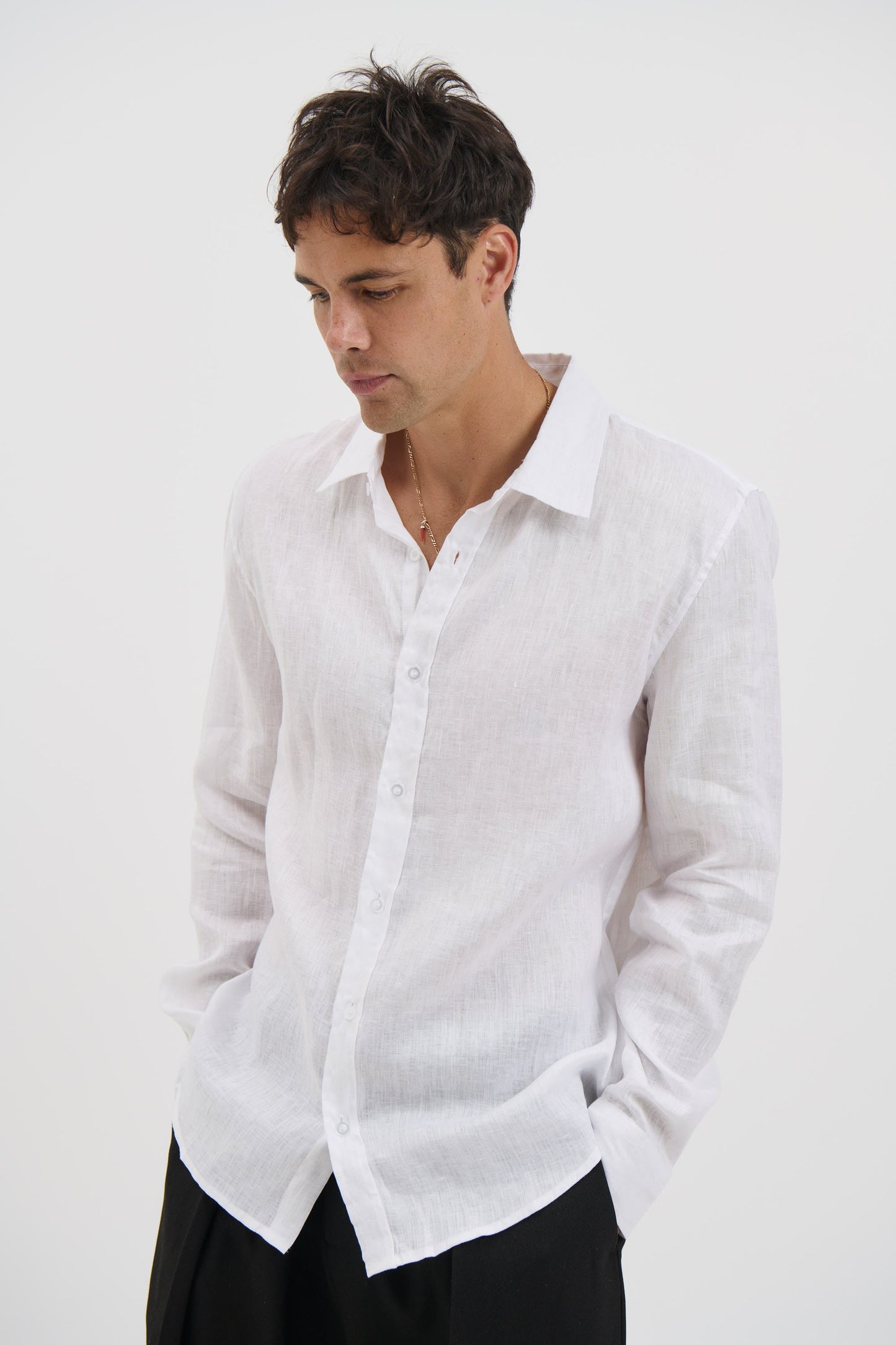 Luca Linen Shirt White - FINAL SALE