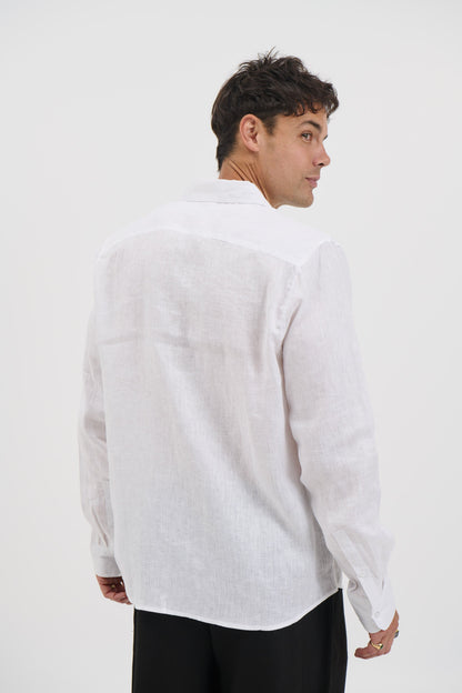 Luca Linen Shirt White - FINAL SALE