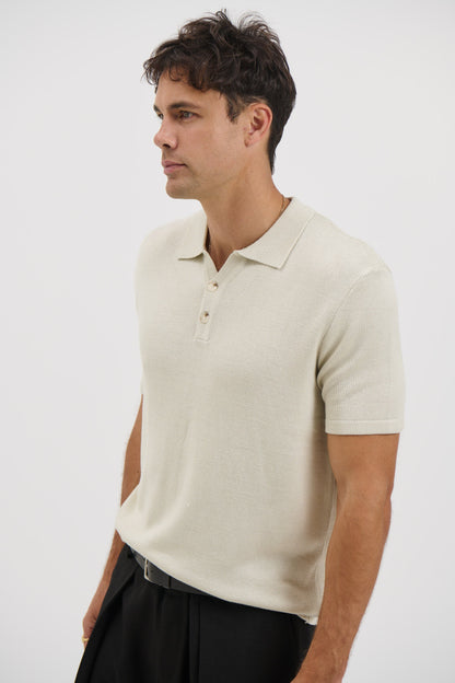 Hayden Knitted Polo Soft Grey - FINAL SALE
