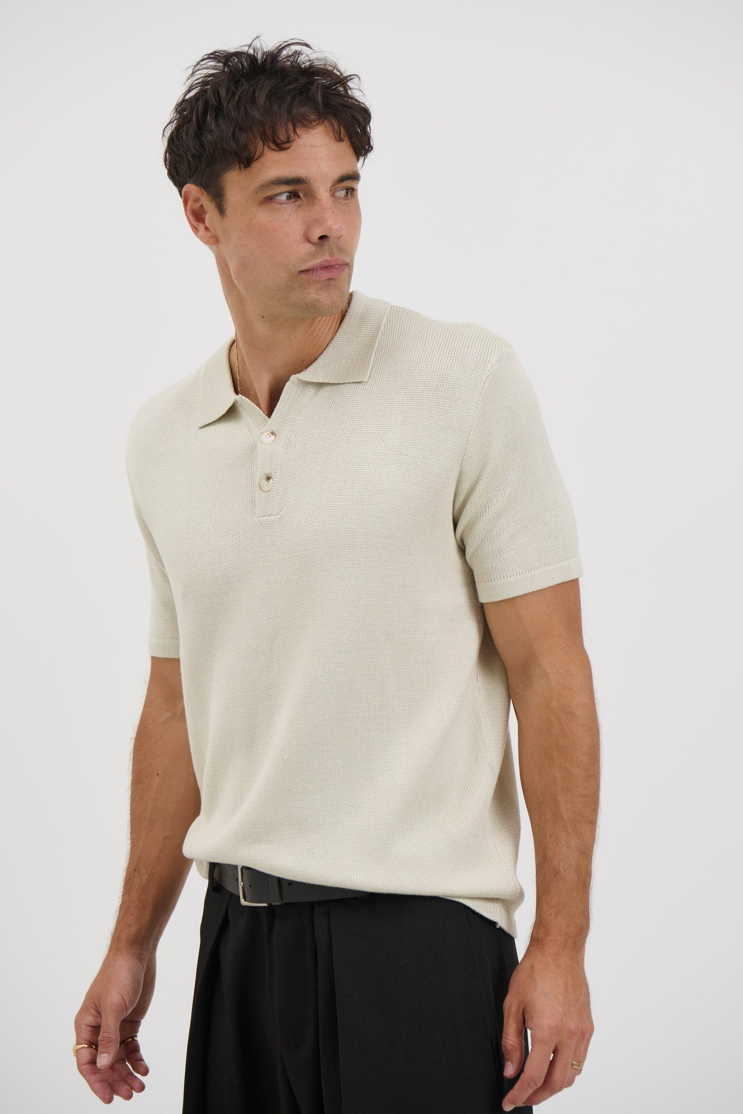 Hayden Knitted Polo Soft Grey - FINAL SALE
