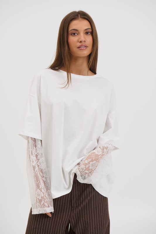 Francesca Lace Tee White